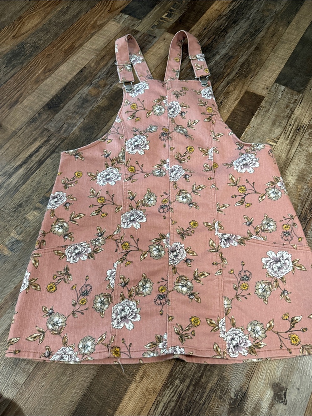 No Boundaries Pink Floral Corduroy Overall Dress